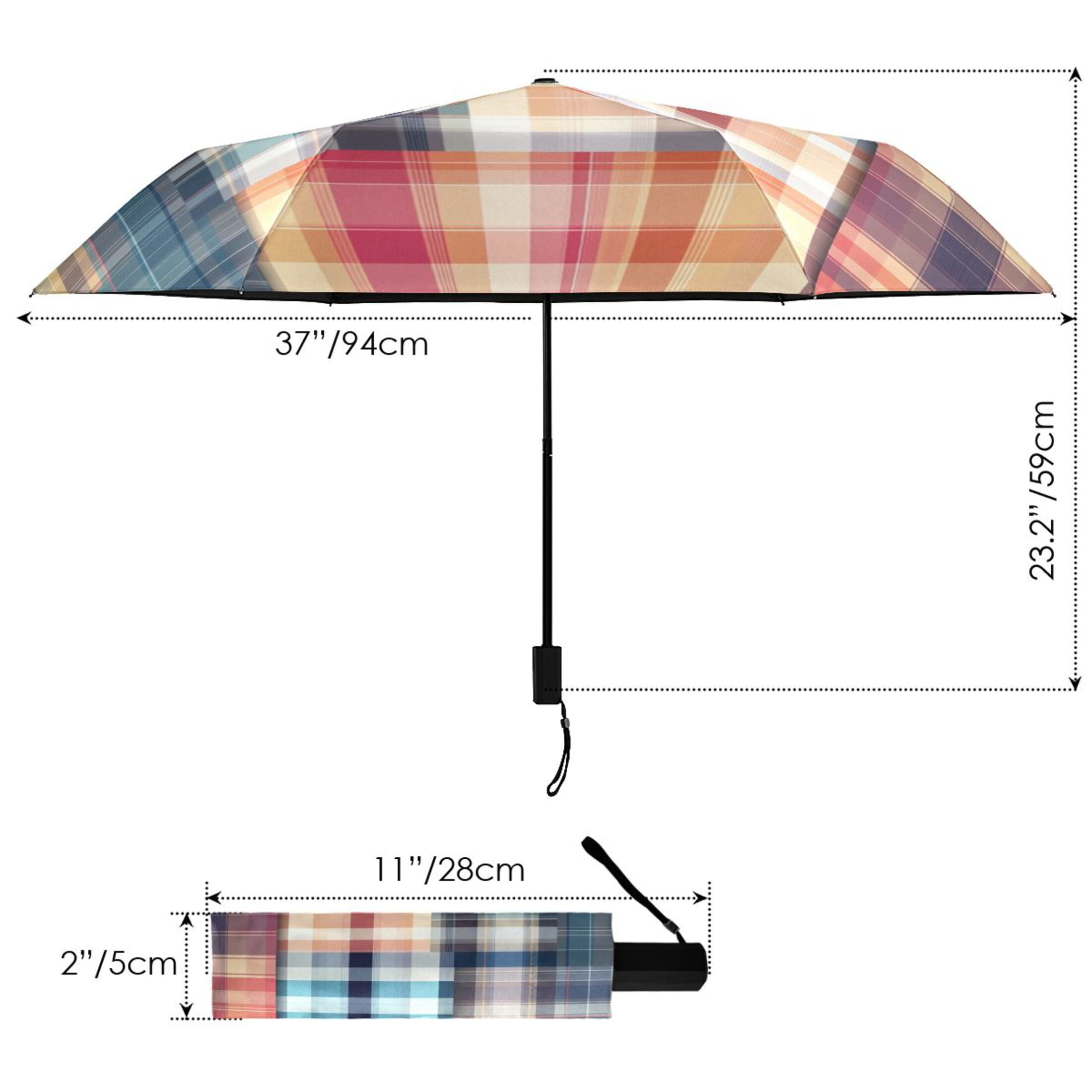 ALAZA Checkered Grid Pattern-a2 UPF 50+ Compact Folding Umbrella for Rain Travel Umbrella Packable