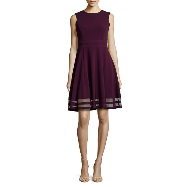 CALVIN KLEIN Womens Purple Sleeveless Above The Knee Fit + Flare Party Dress  8 