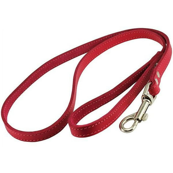 Genuine Leather Dog Leash 4-Feet Wide Pink (Small: 3/8" Wide)