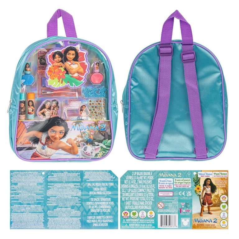 Moana Kids Makeup Backpack with Nail Polish Lip Balm Nail Stickers