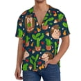 thumbnail image 3 of KLL Cute Hedgehogs Cactus Blue Print Men's Shirt Short Sleeve Button Down Summer Cuba Beach Shirts- 4X-Large, 3 of 7