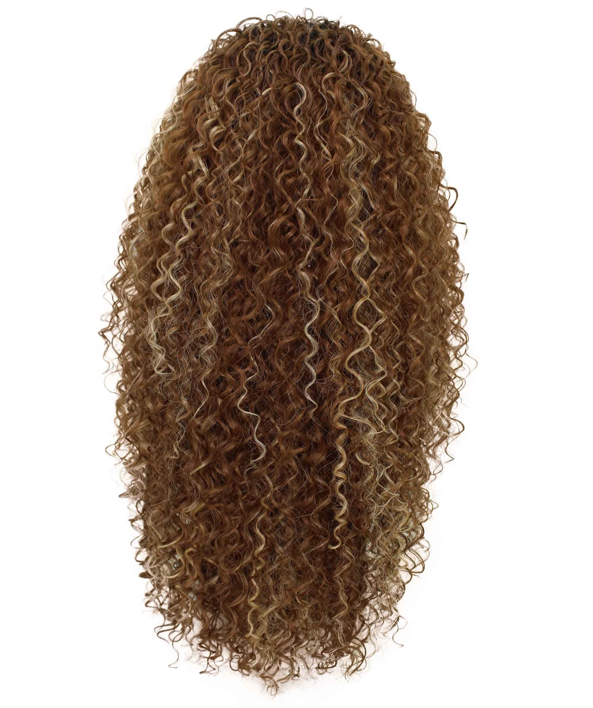LUXLUXE Isadora Curly Body Waves 22.5 in Long Half Wig Half Cap Wig, Mix Human Hair and Synthetic Fibers, Copper Blonde to Black Blend