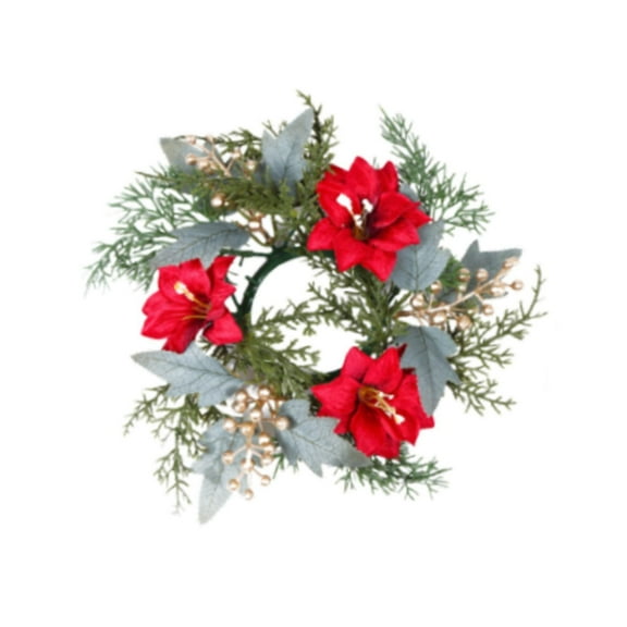 Candle Rings Wreaths Artificial Floral Greenery Small Size PP Material for Christmas Wedding Kitchen Living Room