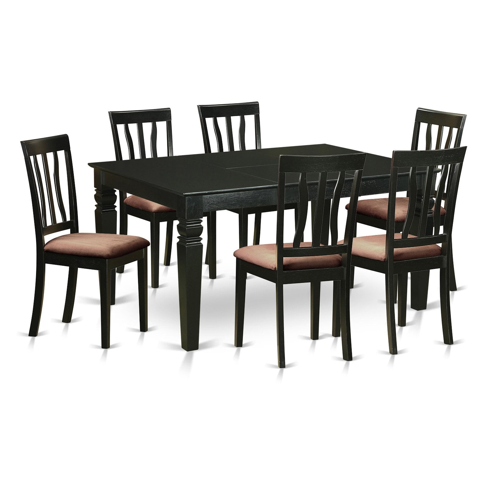 East West Furniture Weston 7 Piece Splat Back Dining Table Set
