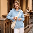 thumbnail image 6 of Women's Pullover Hoodie Cozy Fall Sweatshirt with Drawstring Hood Front Pocket Relaxed Fit Hoodies, 2XL, 6 of 6