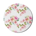 thumbnail image 1 of Floral Mouse Pad for Computers, Watercolor Shabby Form Nature Petals in Soft Tones Picture, Round Non-Slip Thick Rubber Modern Gaming Mousepad, 8" Round, Pale Pink Fern Green, by Ambesonne, 1 of 2