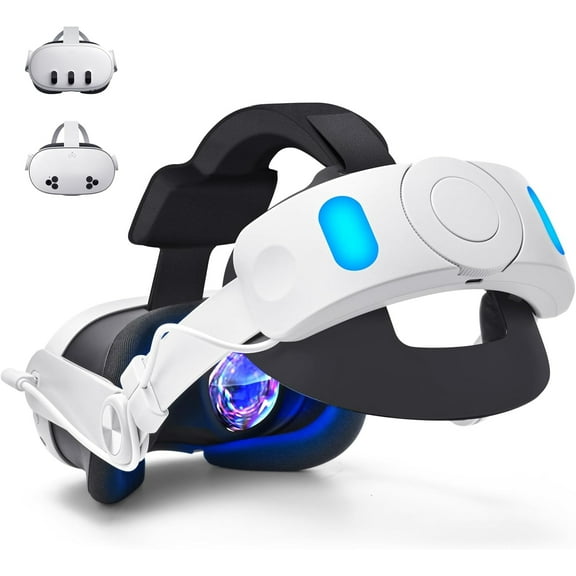 Head Strap Accessories for Quest 3, Quest 3S, 6000mah Battery Pack Elite Strap with LED Display, RGB Lights, Headset Strap Replacement for Enhanced Playtime Comfort in VR