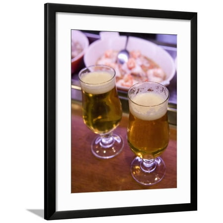 Beers in Tapas Bar, Barcelona, Catalonia, Spain, Europe Framed Print Wall Art By Martin