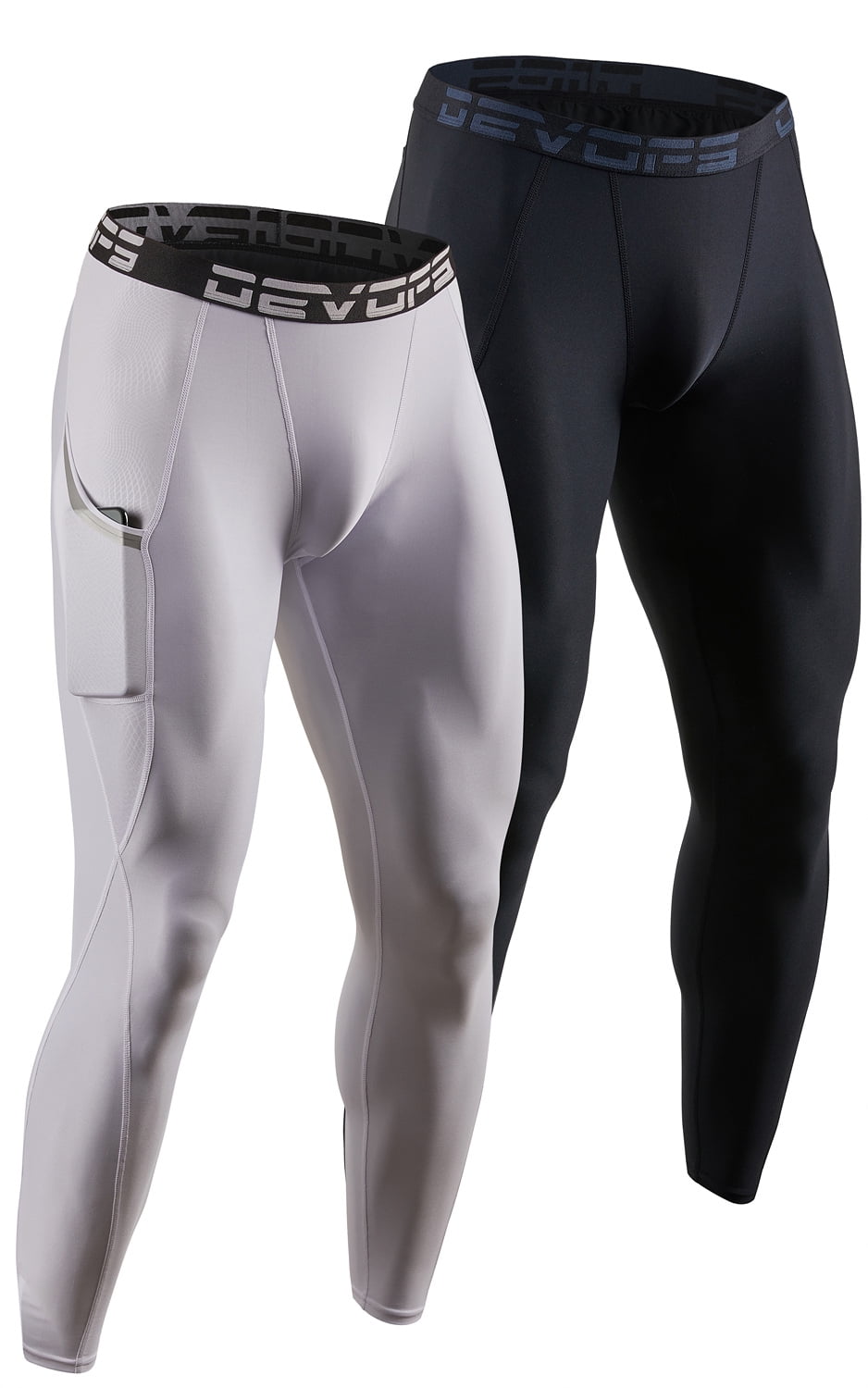 DEVOPS 2 Pack Men's Compression Pants Athletic Leggings With Pocket (2X