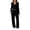 Black, variant on Women's Matching Set V-Neck Pleated Long Sleeve Lounge Sets for Women Tops and Wide Leg Pants 01 L