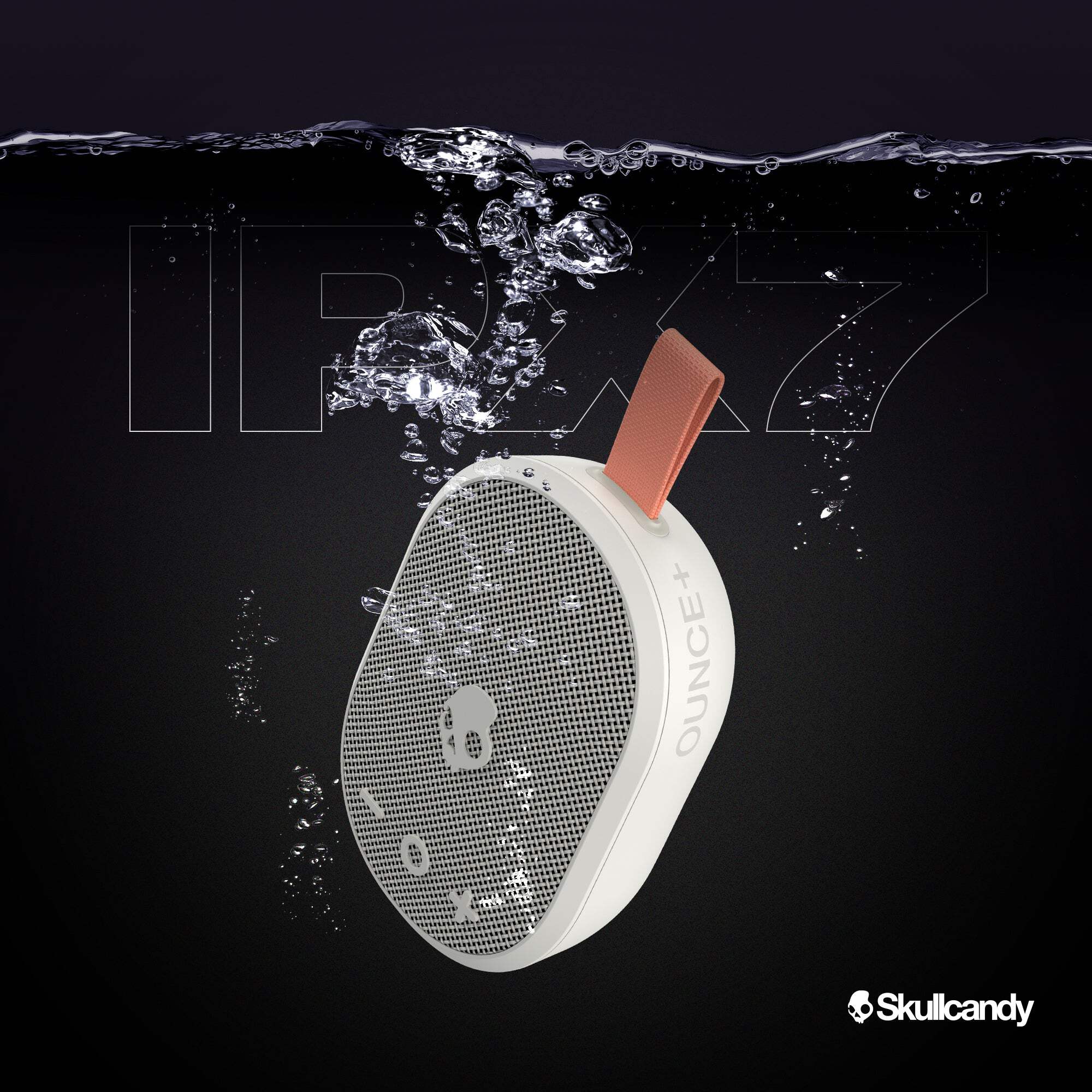 Skullcandy Ounce+ Bluetooth Speaker, IPX7 Waterproof, Portable, 16-Hour Battery & True Wireless Stereo, Nylon Carry Strap