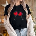 thumbnail image 2 of Diufon Hauts de la Saint-Valentin pour Femmes Décontracté Manches Courtes Col Rond Pull Chemise Imprimé Graphique Mignon Tendance, 2 of 5
