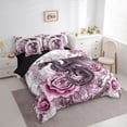 thumbnail image 2 of Erosebridal Teens Magical Dragon Twin Bedding Sets 7-Piece,Boys Girls Chic Floral Roses Bedding Comforter Set,Black Pink,Black Reversible, 2 of 6
