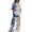 Blue, variant on Women's Pajama Sets Short Sleeve Sleepwear Loungewear Summer Outfits For 2 Cotton Linen Set Oversized T Shirts Straight Leg Pant Tracksuit Plus Size Womens Clothing