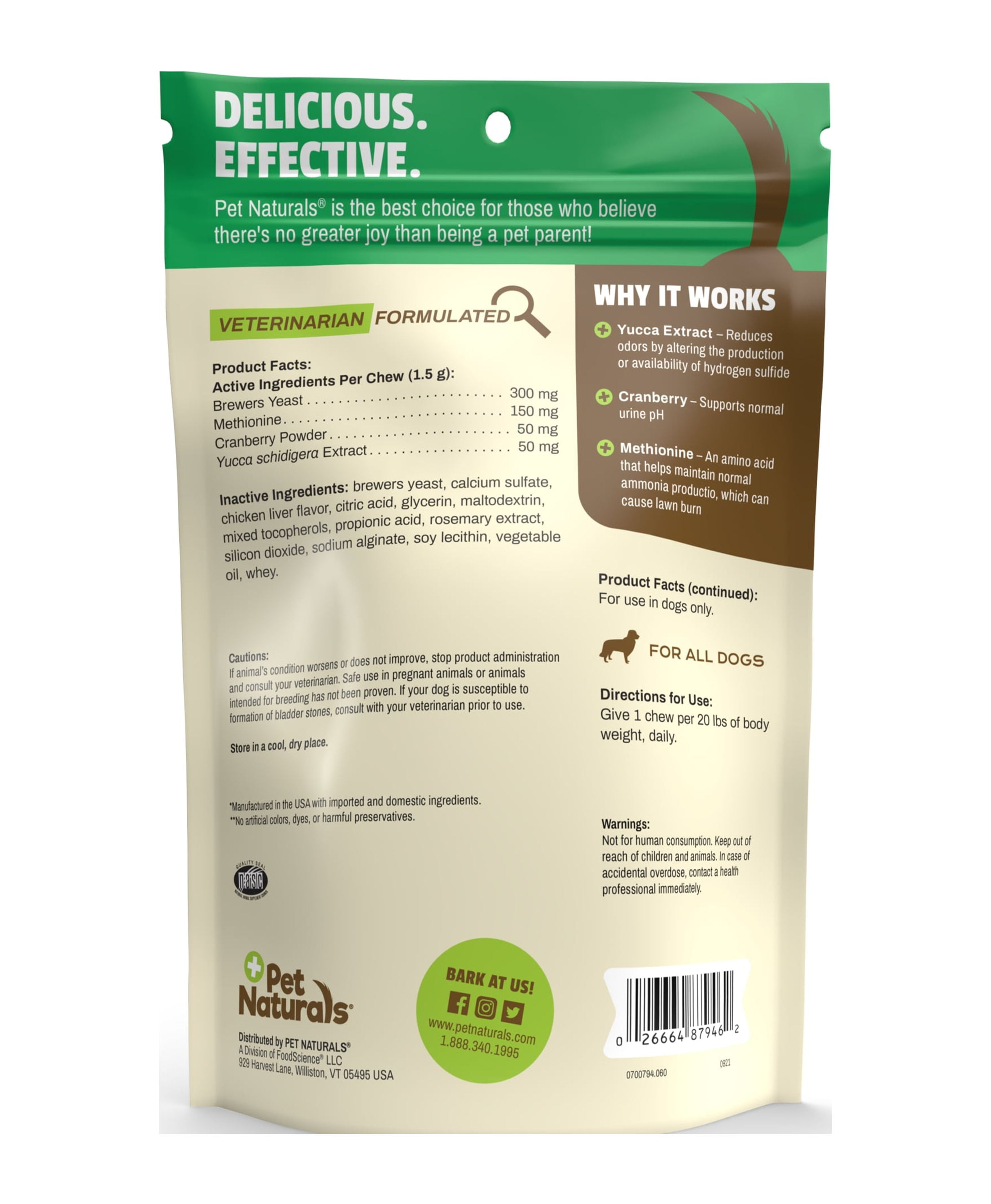 (6 pack) Pet Naturals Lawn Aid Digestive Health Yucca Supplement Chews for Dogs, Chicken Liver, 60 Count Bag