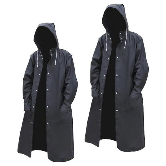 2pcs Stylish Reusable Unisex Raincoat Portable Jacket Poncho Knee Length Camping