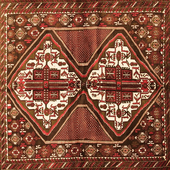 Ahgly Company Indoor Square Persian Orange Traditional Area Rugs, 3' Square