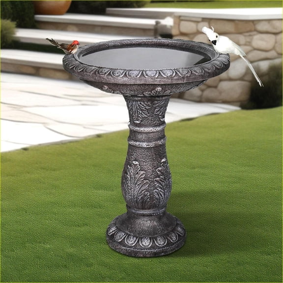 Bird Baths | Vintage Carved Woodland Tree Trunk Pedestal for Garden Outdoor, 20"D x 24.4"H | Concrete Cement | Birdbath