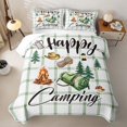 thumbnail image 2 of Erosebridal Green Plaid Camping Bed Spread Queen, Happy Camping Queen Coverlet Set for Men and Women, 3pcs, 2 of 7