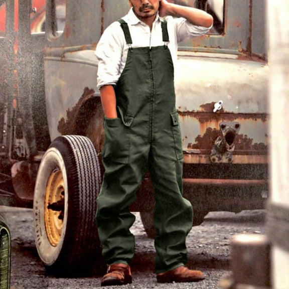 Riforla Mens Bib Overall Long Lightweight Casual Loose Fit Walkshort Jumpsuit Button Rompers Bronze XL