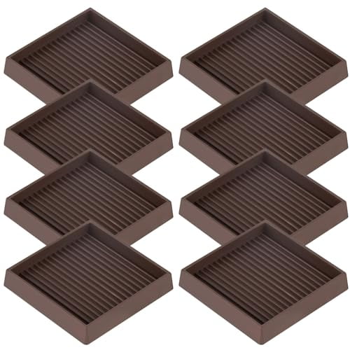 Furniture Pads Rubber Furniture Caster Cups,Anti-Sliding Bed Stopper Floor Protectors with Grip,2x2 Square Non Slip Furniture Pads - Protect Any Flooring (Brown,8 Pack)