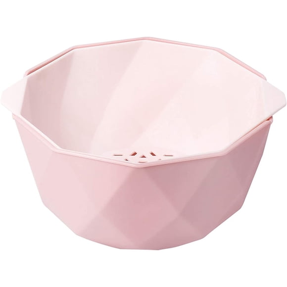 Simplicity Double-Layer Drain Basket With Pass-Over Spoon Rice Kitchen Washer Coander Vegetate Noodles Polygon Kitchen Drain Basket Strong Permeability