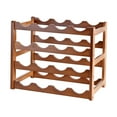 thumbnail image 4 of GUOOL Red Display Thicken Material Wood Rack for Living Room Bar Cabinet 4 Layers 16 Bottles, 4 of 9