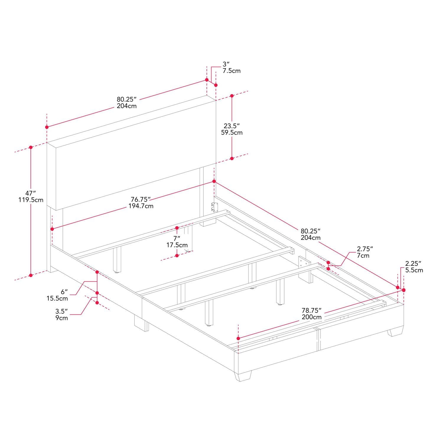 CorLiving Celeste Modern Upholstered Adult King Bed Frame with Headboard, Box Spring Required