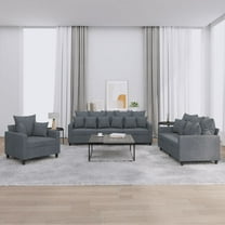vidaXL 3 Piece Sofa Set with Cushions Dark Gray Velvet