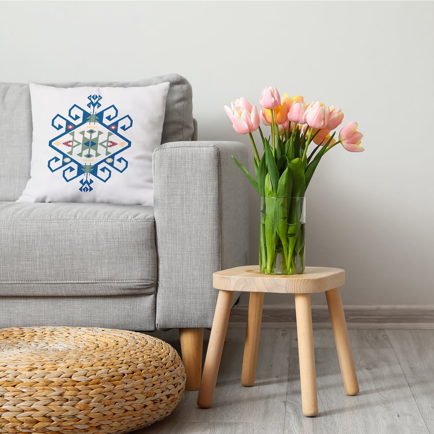 Simply Daisy 18 in x 18 in Contemporary Blue Polyester Throw Pillow