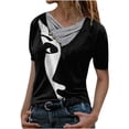 thumbnail image 2 of Blouses à Manches 3/4 pour Femmes Mode Femmes Hauts Imprimés Décontractés Col en V Croisé Boutons Blouse à Manches Courtes Blouses de Maternité en Solde, 2 of 5