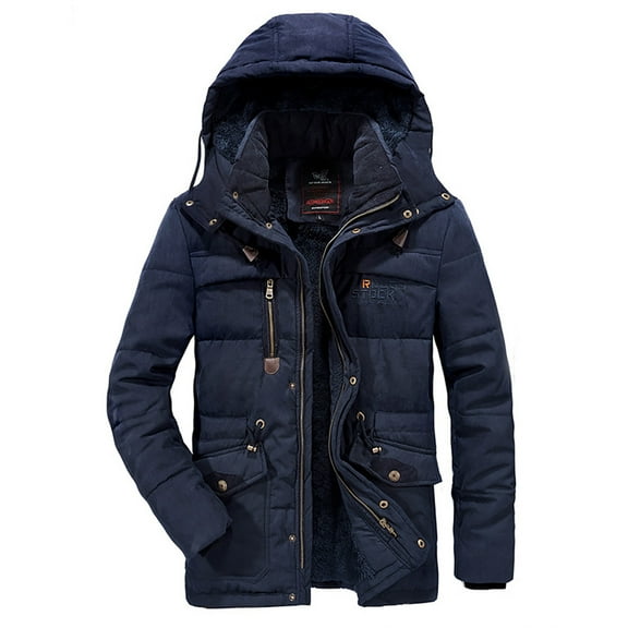 Ikevan Men'S Winter Thickened Plus Size Padded Windproof Warm Cotton Padded Coat Dark Blue 8(L)