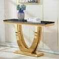 thumbnail image 4 of 47" Modern Faux Marble Console Table, Rectangular Top & Double U-Shaped Stainless Steel Base, Narrow Entryway Table for Entrance, Hallway, Foyer, or Living Room, 4 of 7
