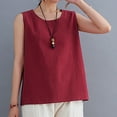 thumbnail image 5 of HADST Women's Summer Loose-Fit Tank Tops Solid Color Sleeveless Crew Neck, Cotton Linen Sizes M-3XL, 5 of 9