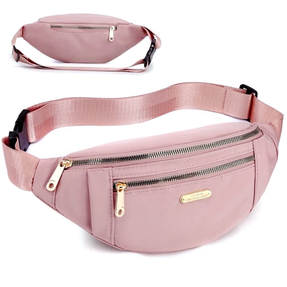 Juuar Fanny Pack for Women, Multi Pocket Waist Bag Fashion Crossbody Belt Bag for Travel Hiking Running Cycling, Pink