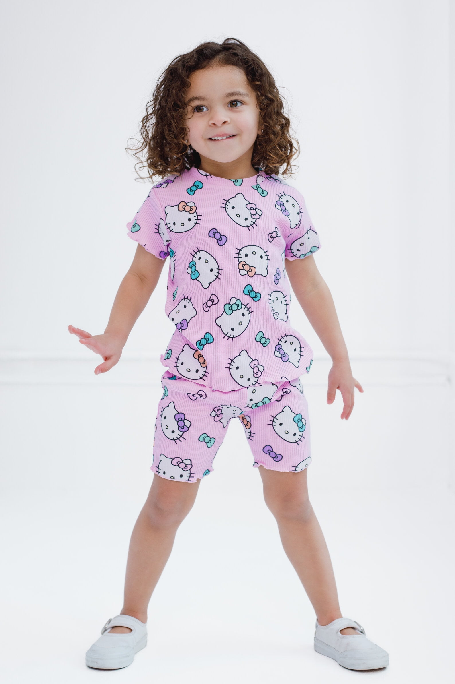 Hello Kitty Ribbed T-Shirt and Shorts Outfit Set Newborn to Little Kid
