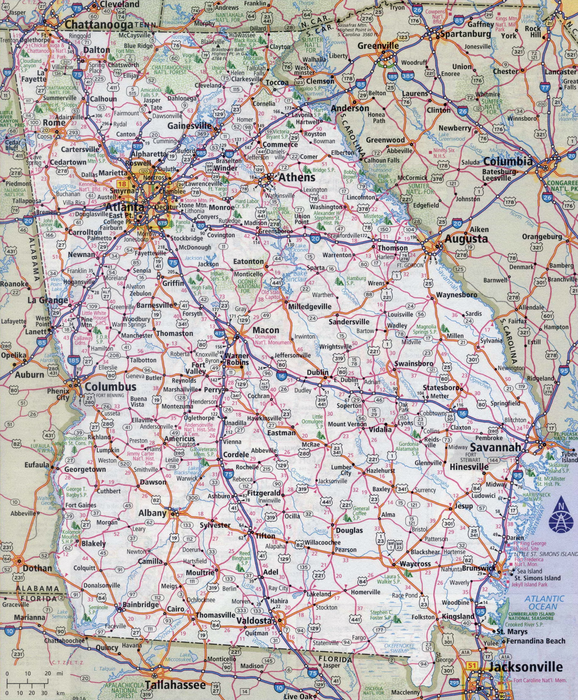 Printable Map Of Georgia With Cities Printable Map Of Georgia With Cities