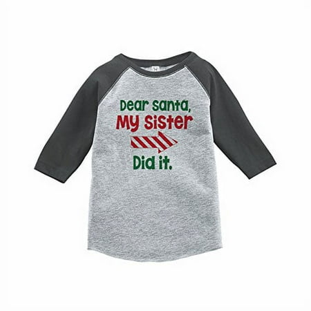 

7 ate 9 Apparel Funny Kids Santa Christmas Raglan Tee Grey