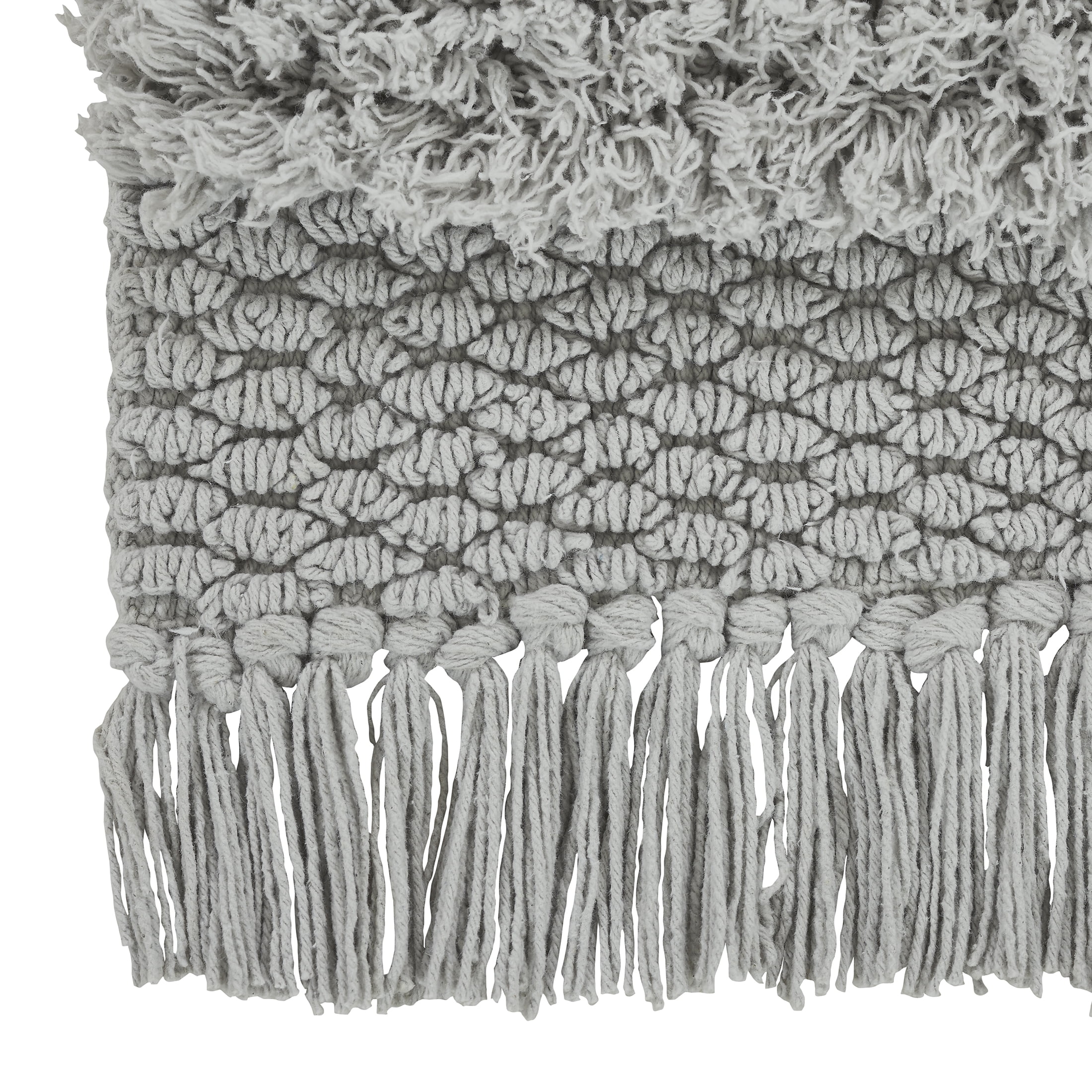 VCNY Home Savannah Fringe Grey Stripe Cotton Blend Bath Runner Rug, 24" x 60"