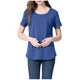 thumbnail image 5 of Ohufall Women's Cotton Maternity T Shirts Plus Size Pregnancy Clothes Summer Solid Color Short Sleeve Nursing Tops Loose Fit Casual Breastfeeding Tees, 5 of 6
