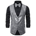 thumbnail image 3 of Blekii Men's Suit Vest Slim Fit Business Wedding Sleeveless Tank - Golden Sequin Design, Includes Matching Cravat - Perfect for Formal Events, Wedding Party, Performance Costume,, 3 of 5