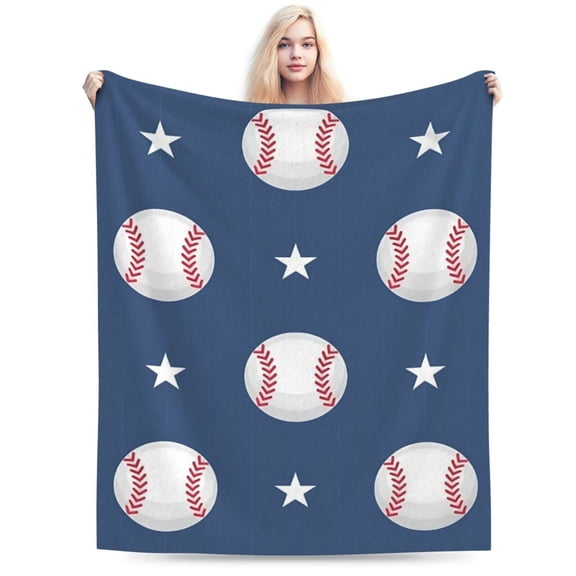 Sports Super Soft Warm Cozy Blue Baseball Softball Blanket 50x40