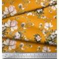 thumbnail image 2 of Soimoi Orange Cotton Voile Fabric Leaves & Rose Floral Printed Fabric 1 Yard 42 Inch Wide, 2 of 3
