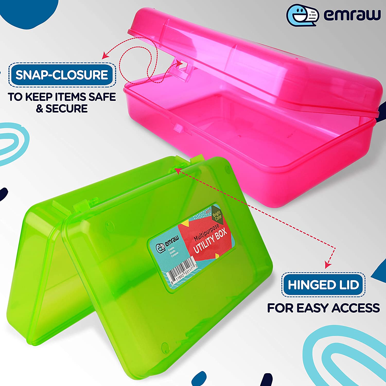 Emraw Multipurpose Utility Box Large Assorted Colors, Pack of 2 (New)