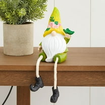 Gnome Shelf Sitter With Flower Seasonal Decor - Green