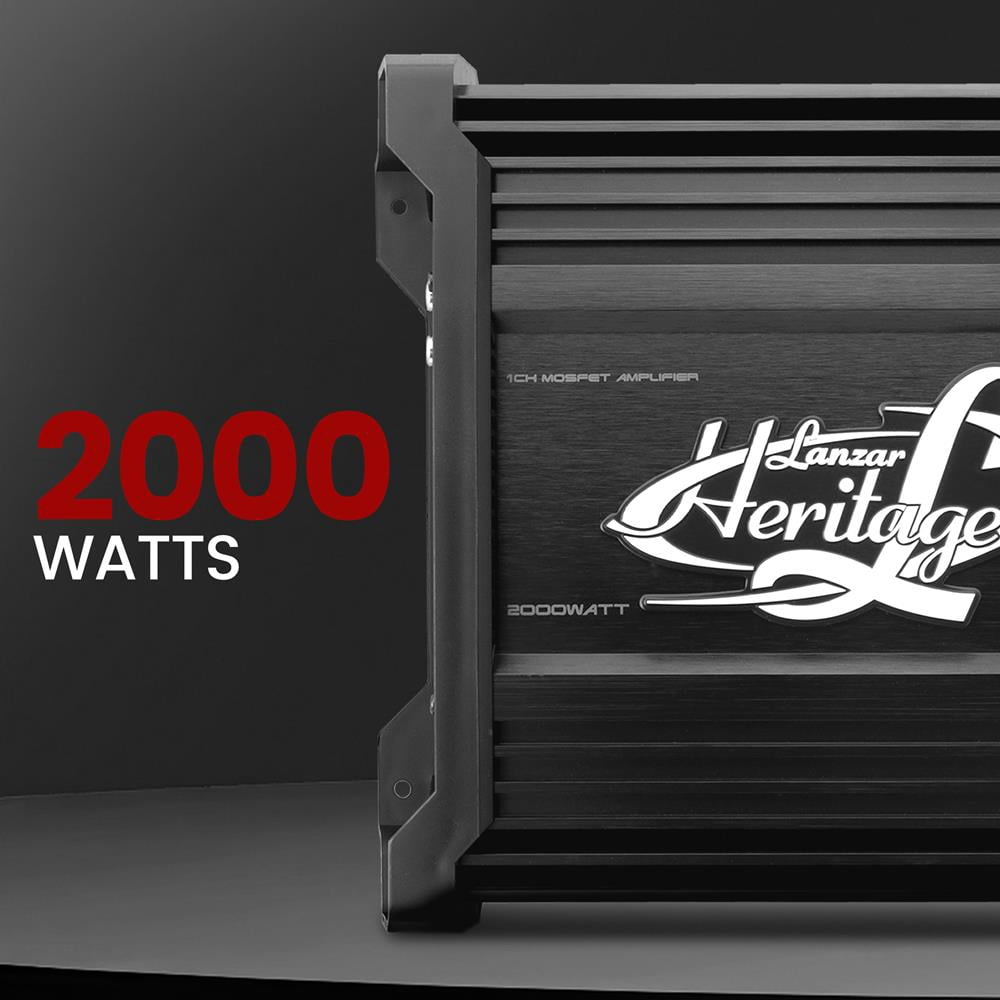Mono-Block Mosfet Amplifier - 2 Ohm Stable, Heritage Series Amplifier,Low Pass Filter, Chrome RCA Inputs, Power Speaker Terminals, 5 Way Protections with Bass Boost Circuitry - HTG138