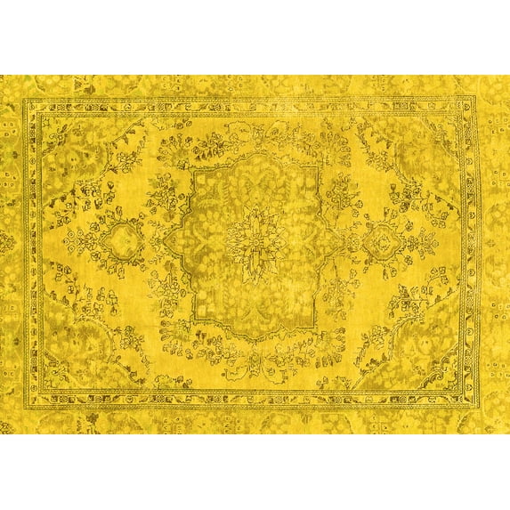 Ahgly Company Indoor Rectangle Abstract Yellow Modern Area Rugs, 7' x 9'