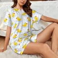 thumbnail image 4 of Balery Yellow Rubber Duck Conjunto de Pijama para Mujer con Estampado, Dos Piezas de Manga Corta y Shorts, Ropa de Dormir Suave con Cuello Redondo y Bolsillos-Large, 4 of 6
