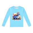 thumbnail image 4 of Pyjama Bebe Garcon Enfants Dinosaure Imprimé Col Rond Manches Longues Haut Pantalon Ensemble de Pyjama 2 Pcs Printemps Automne Pyjamas Bébé Bleu Clair 6 Ans-7 Ans, 4 of 5