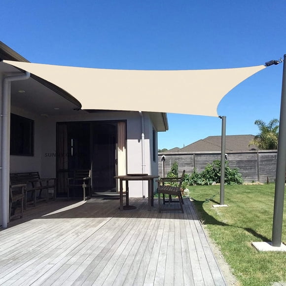 Sunny Guard Sun Shade Sail 12'X16' Rectangle Butter Cream Uv Block Sunshade For Backyard Yard Deck Patio Garden Outdoor Activities And Facility(We Make Custom Size)